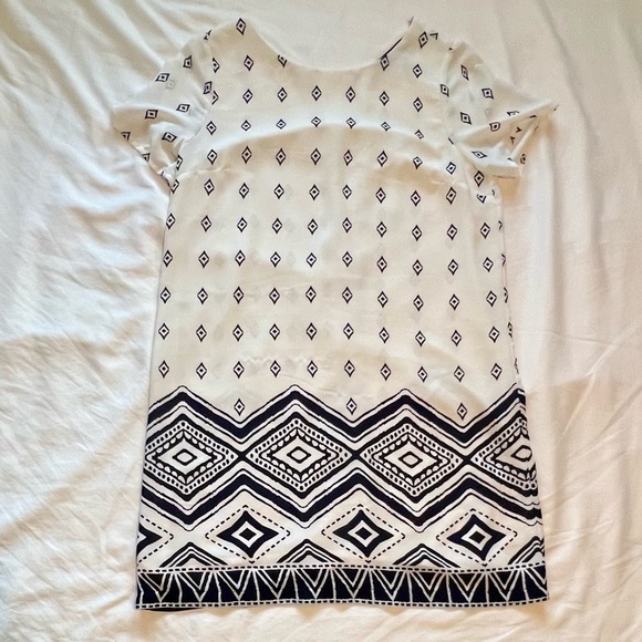 Caribbean Seas Navy Blue and White Print Shift Dress - Picture 1 of 5